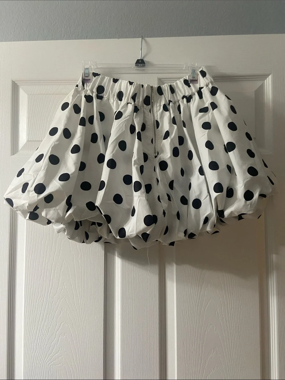 White Polka Dot Bubble Skirt - Black Dot Print - Picture 5 of 5
